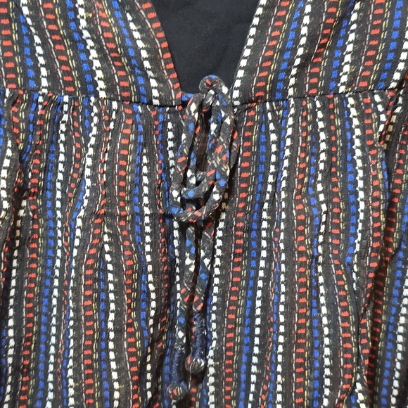 A Piece Apart 100% Silk Printed V Neck Baby Doll High Neck Blouse, sz 4 - Picture 4 of 8